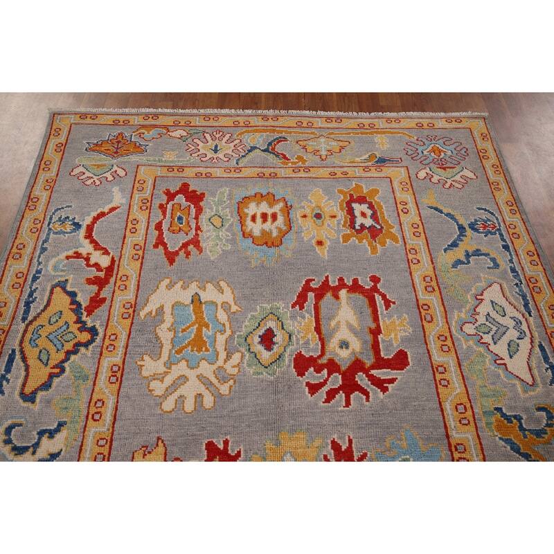 Gray Oushak Oriental Area Rug Handmade Wool Carpet - 5'2" x 7'10"