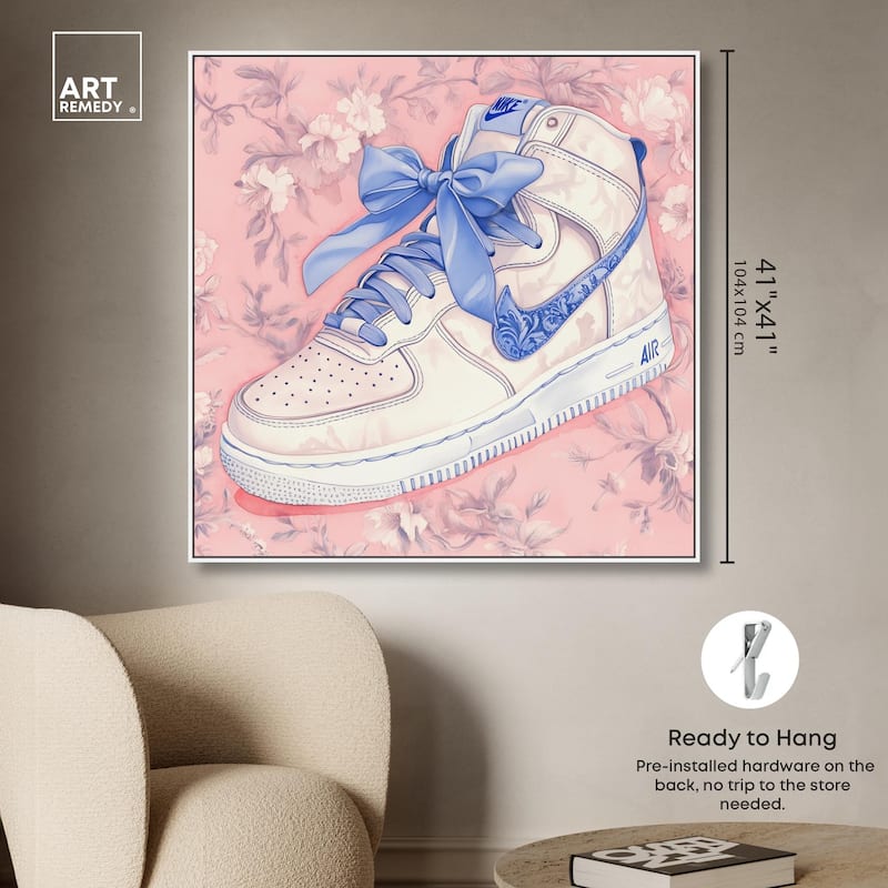 Blue Bow Sneaker Canvas by Art Remedy