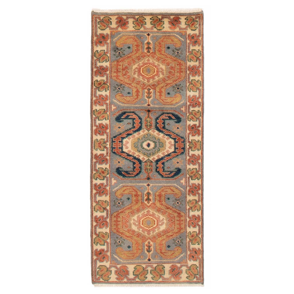 ECARPETGALLERY Hand-knotted Jules Serapi Grey Wool Rug - 2'5 x 6'2