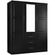 preview thumbnail 29 of 38, Palace Imports 100% Solid Wood Cosmo 3-Door Wardrobe Armoire with Solid Wood or Mirrored Doors