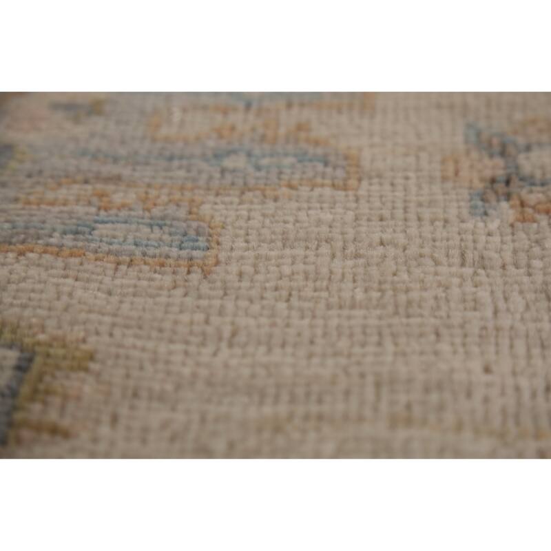 Ivory Oushak Vegetable Dye Turkish Area Rug Handmade Wool Carpet - 6'3"x 9'0"