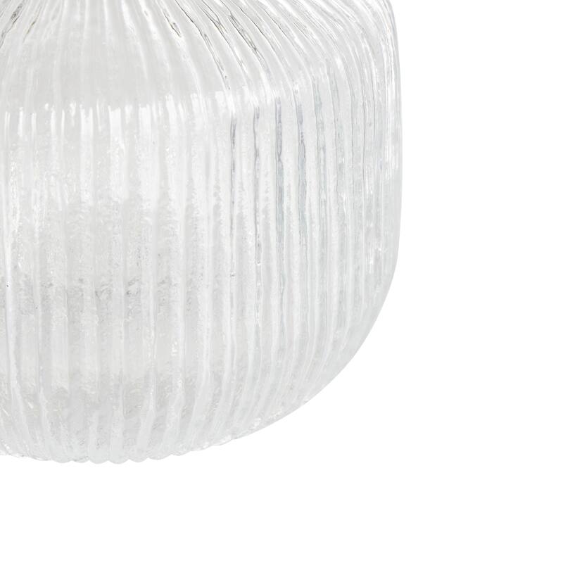 Glass Short Round Ribbed Fluted Vase - Clear - Roche River Decor