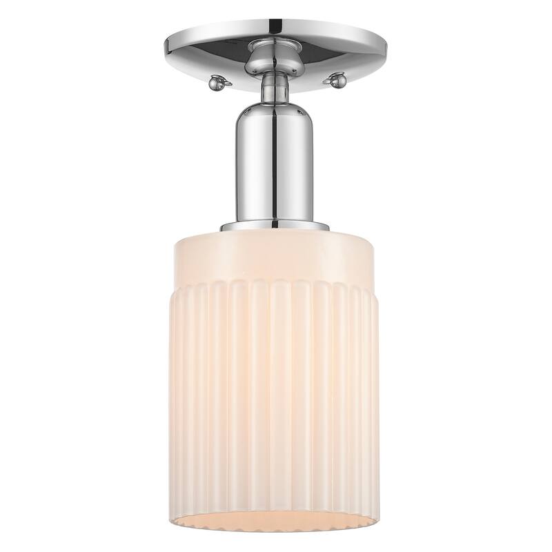 Innovations Lighting Endless Possibilities Arcadia - Hadley - 1 Light 5" Semi-Flush Mount - Polished Chrome/Matte White