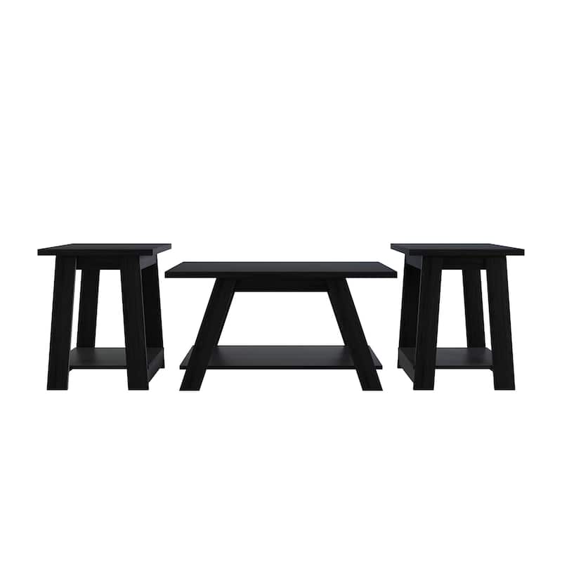 CraftPorch 3-Pieces Coffee Table Set - Black