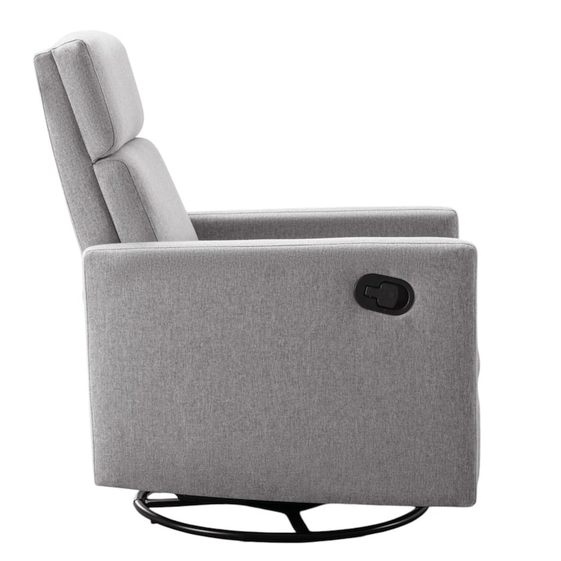 HomeRoots 26" Gray Tufted Linen Gliding Swivel Manual Rocker Recliner