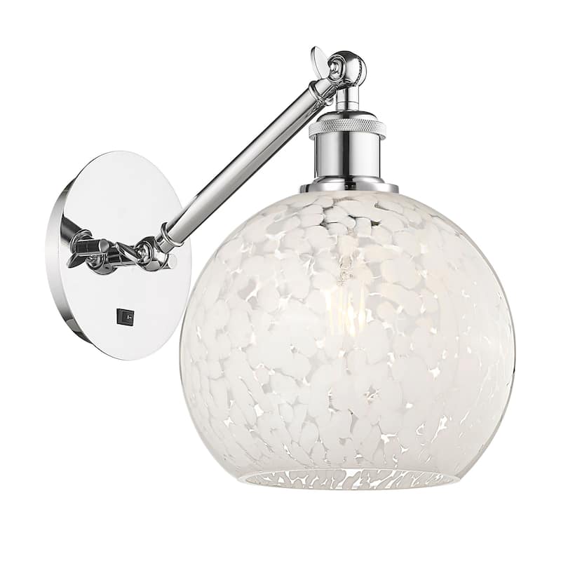 Innovations Lighting 317-1W-10-8 White Mouchette Sconce White - Polished Chrome
