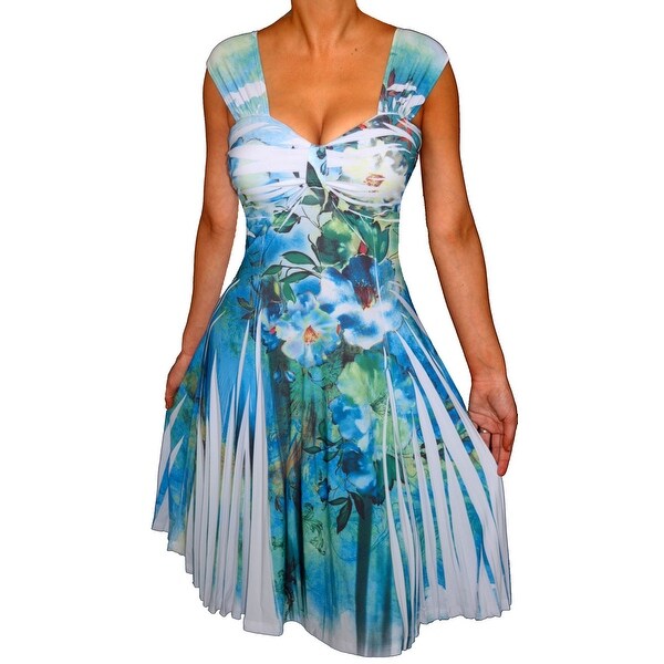 Funfash Plus Size Women White Floral Slimming Midi Dress Made in USA