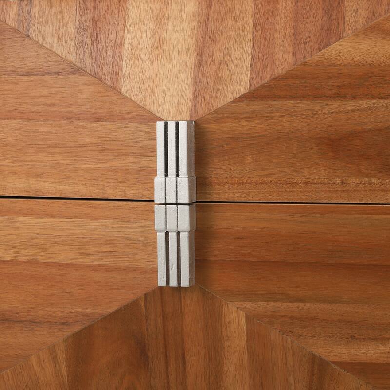 Mid-Century Modern 2-Drawer Diamond Wood End Table with Storage - Light Brown