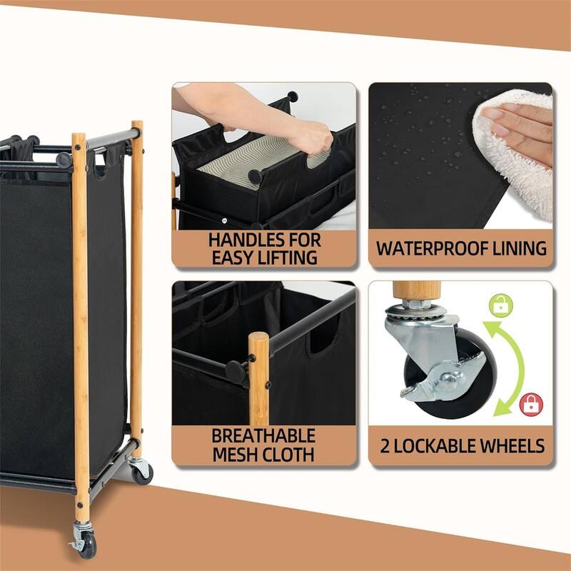 90 L Laundry Hamper with Wheels - 18.5"L x 16.92"W x 31.5"H