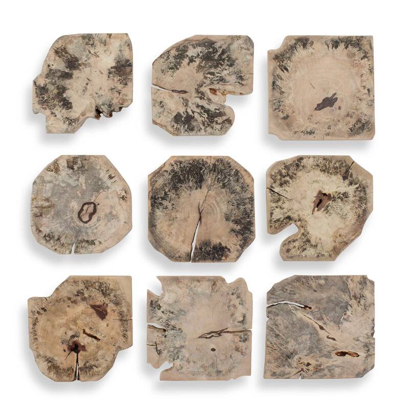 Uttermost Bahati Wood Bleached Wall Decor (Set of 9) - 16.00" W x 16.00" H x 1.37" D