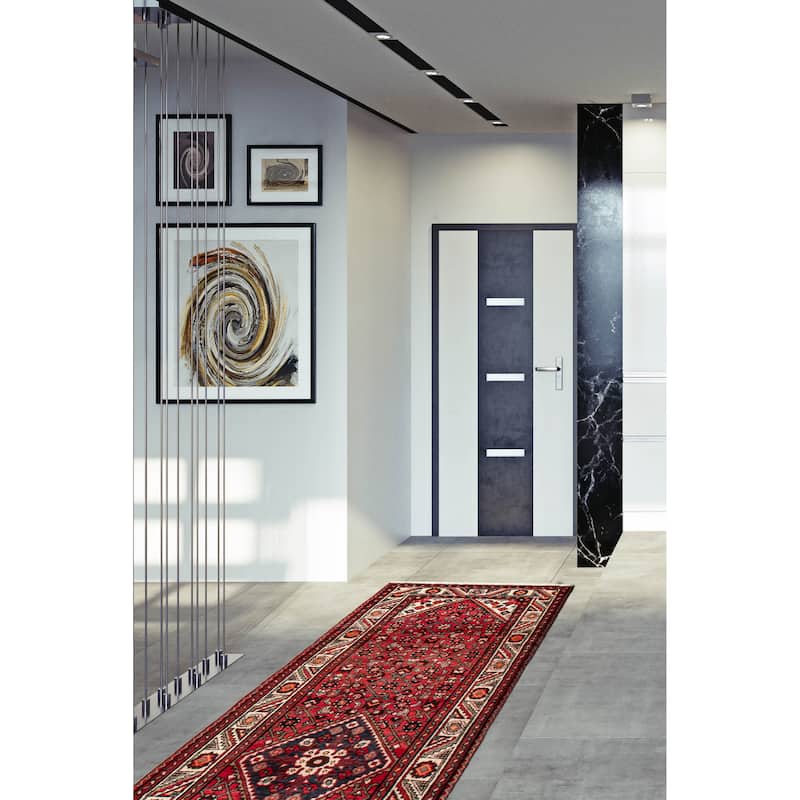 ECARPETGALLERY Hand-knotted Andelz Red Wool Rug - 3'3 x 10'1