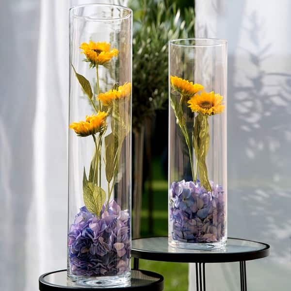 Cylindrical Transparent Glass Vase Perfect for Flowers & Decorative Fillers - Bed Bath & Beyond