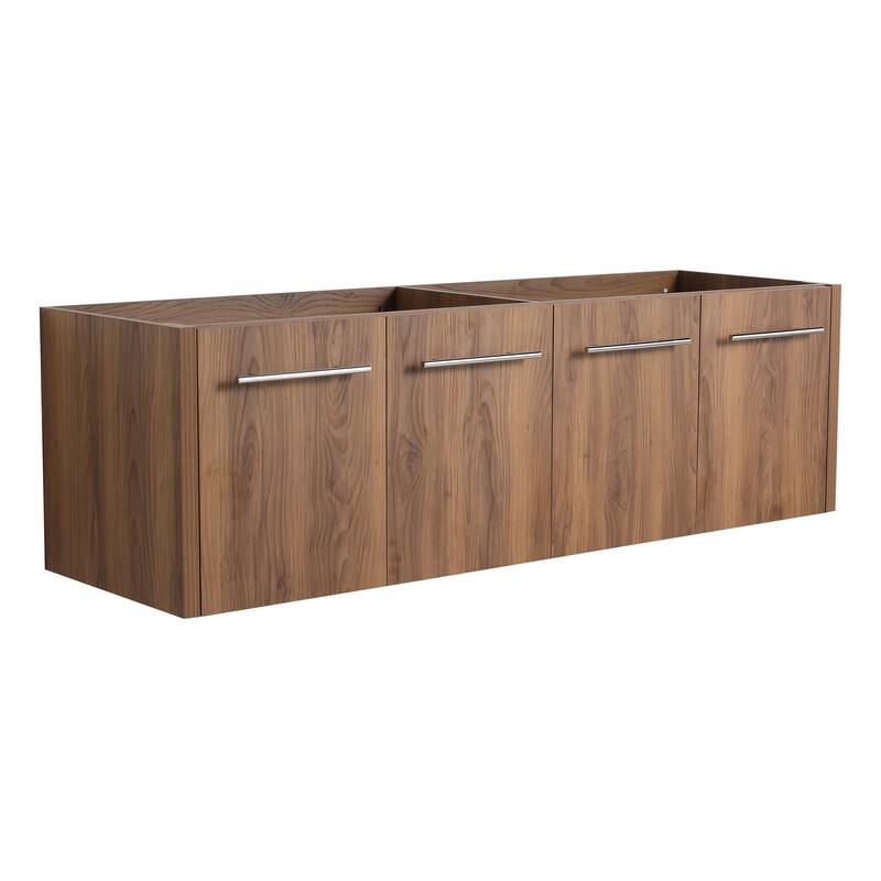 Modern 60 Inch Wall-Mounted Bathroom Vanity Base with Soft-Close Doors, No Sink Included