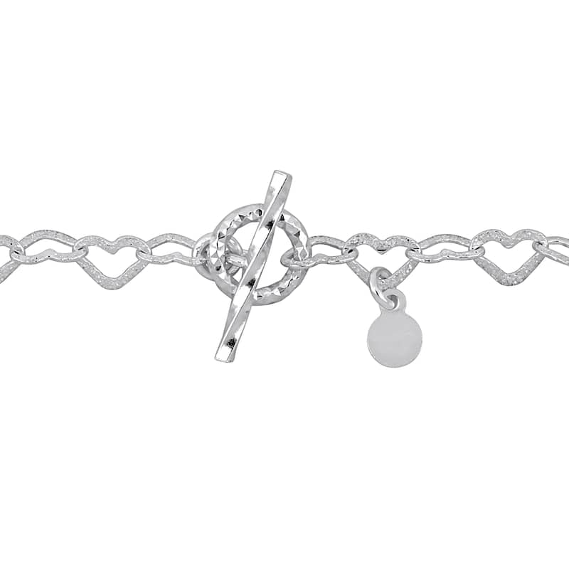 Miadora 4.5mm Heart Link Bracelet Sterling Silver-7.25 in