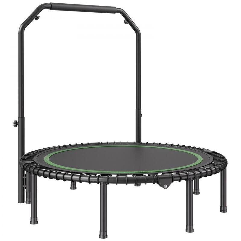 Black-Green Foldable Steel Fitness Trampoline with Adjustable Handle Perfect for Home Exercise - 48 Inch