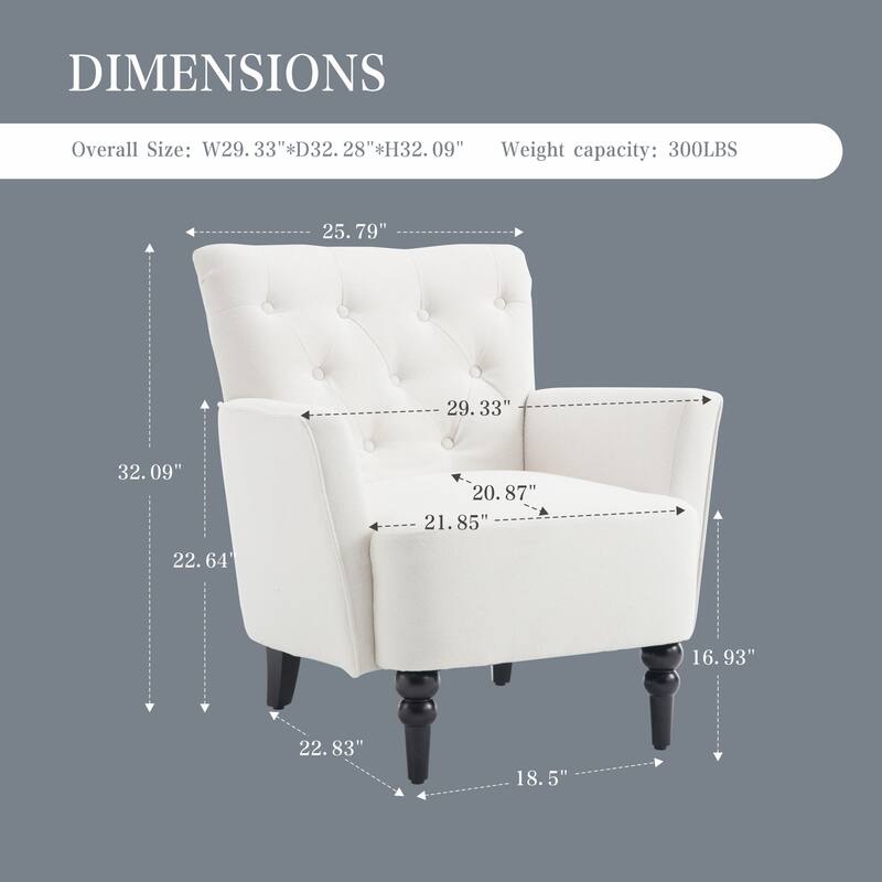 29.13" Linen Upholstered Arm Chair