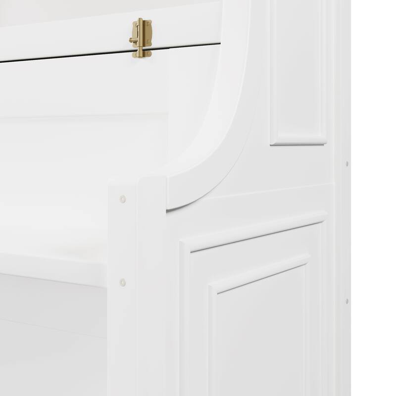 Twin Size Murphy Bed Cabinet with Fold-down Desk and Storage Bookcase Shelves