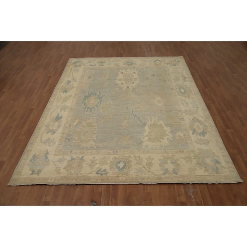 Hand Knotted Oriental 100% Wool Carpet Transitional All-Over Greys & Charcoal Oushak Area Rug - 10' 0'' X 8' 0''