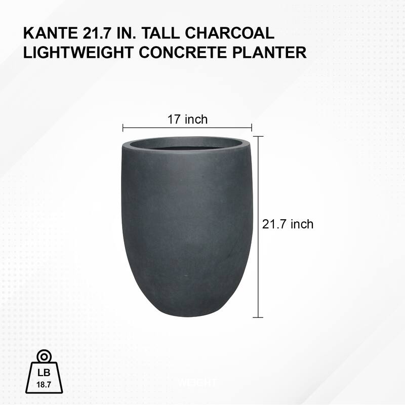 Kante Lightweight Concrete Outdoor Round Tall Planter, 21.7 Inch Tall