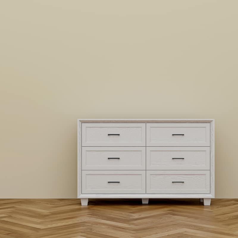 Modern Wooden Chest of Drawers with 6 Spacious Storage Compartments, Dark Brown Entryway Cabinet Dresser
