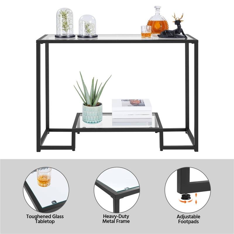 Yaheetech Modern Tempered Glass Console Table Entryway Porch