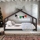 preview thumbnail 1 of 6, Solid Wood Full Size House Bed Wood Bed Kids Bed Espresso