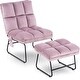 preview thumbnail 7 of 67, MCombo Accent Chair with Ottoman,Velvet Modern Side Pocket Metal Legs Club Chair,0014