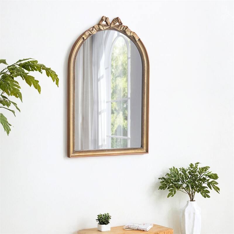 23.6" x 37.3" Baroque Style Gold Arch Mirror