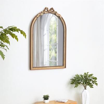 23.6" x 37.3" Baroque Style Gold Arch Mirror