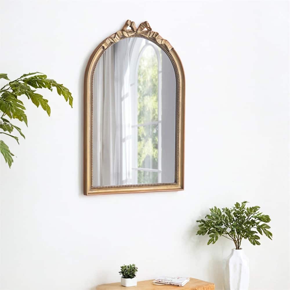 23.6" x 37.3" Baroque Style Gold Arch Mirror