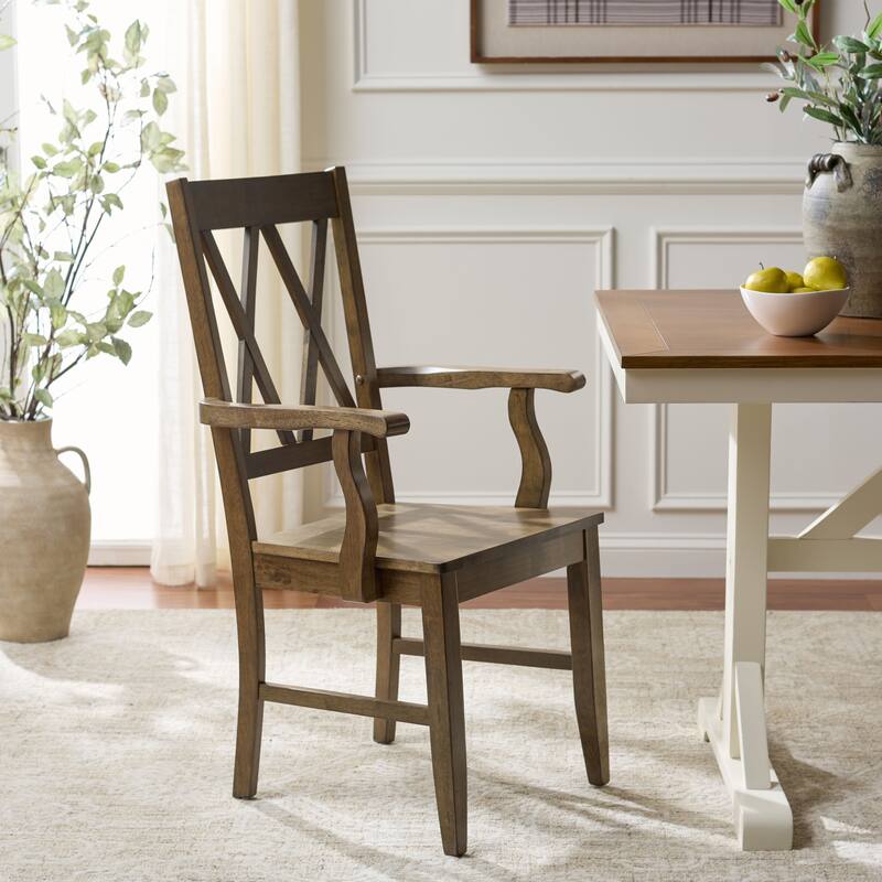 SAFAVIEH HOME Yelena Double X-Back Arm Chair - 18"W x 22"D x 39"H