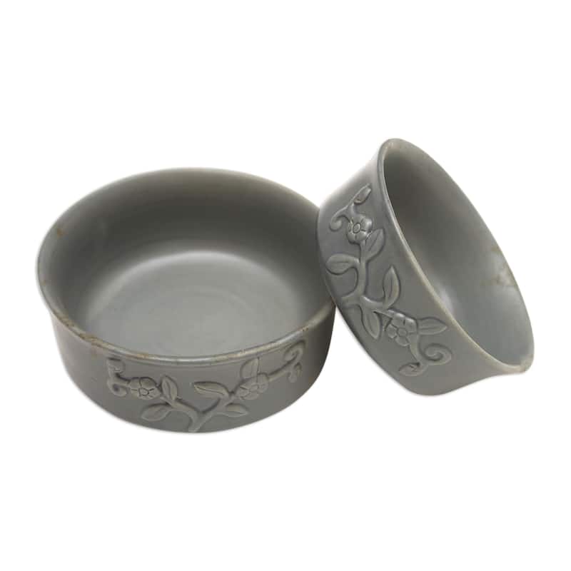 Novica Handmade Clouds Over Tabanan Ceramic Serving Bowls (Pair)