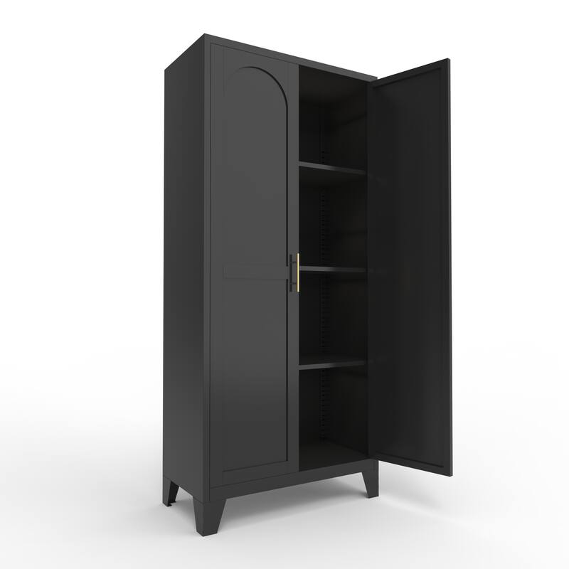2 Shapely Doors Buffet Sideboard Accent Cabinet, Storage Cabinet with Doors and Adjustable Shelves
