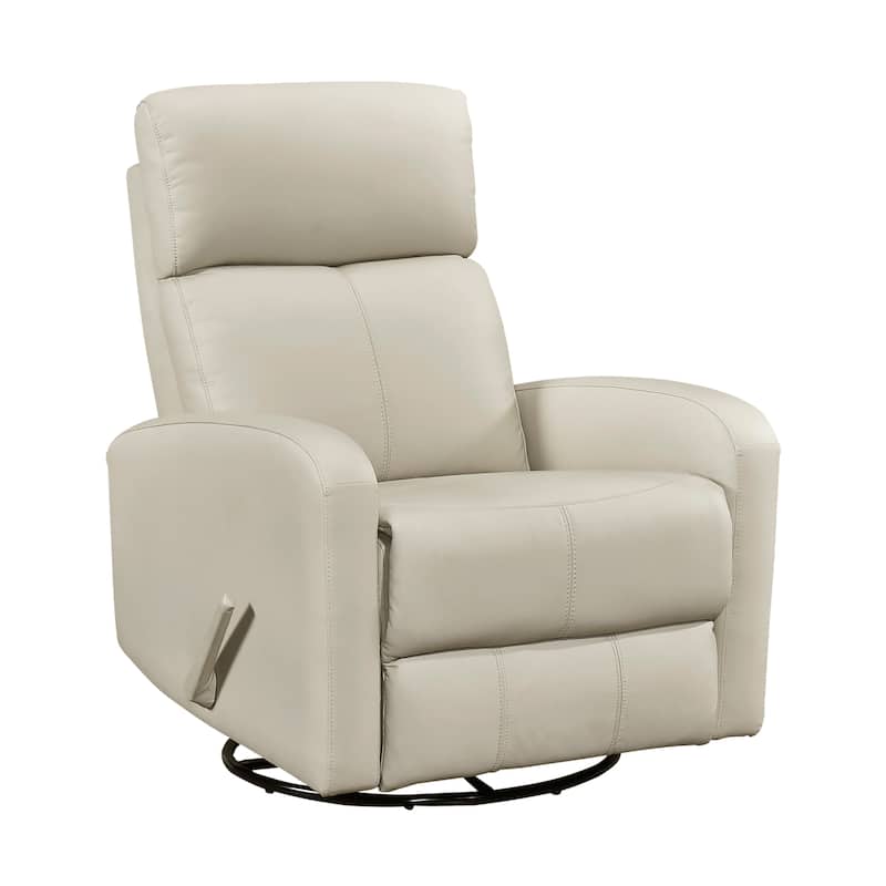 Creek 31.5" Leather Manual Swivel Glider Recliner - 360-Degree Swivel - Beige