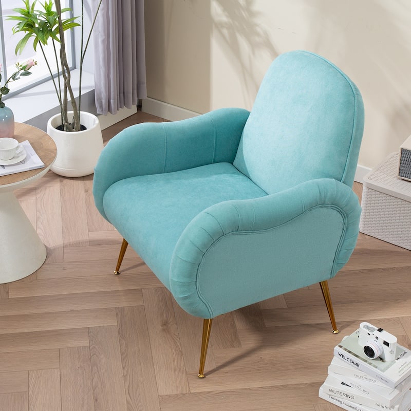 Fabric Armchair, Comfy Upholstered Single Sofa Chair with Metal Gold Legs, Modern Reading Chair for Living Room, Bedroom