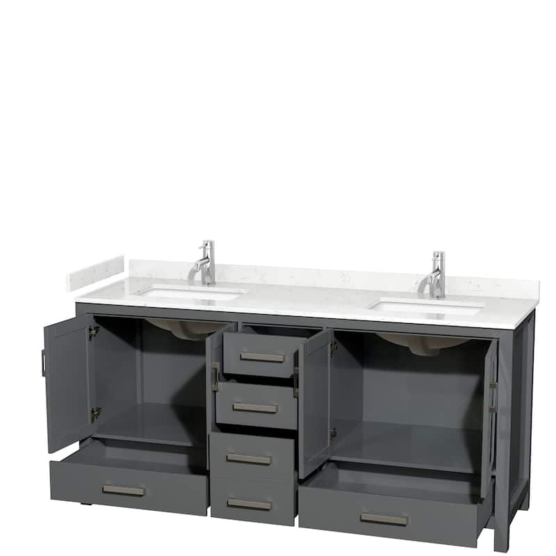 Sheffield Double Bathroom Vanity Set, Cultured Top, No Mirror