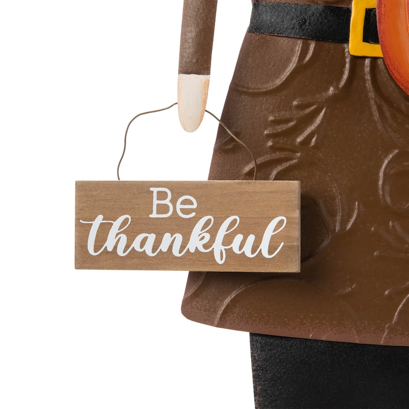 Glitzhome Fall Harvest Metal Yard Stake Hanging Decor for Thanksgiving (2-3 Functions)