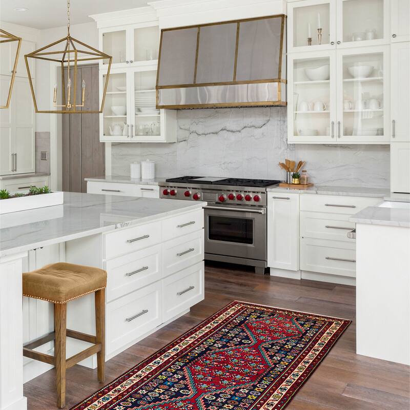 ECARPETGALLERY Hand-knotted Anatolian Vintage Navy, Red Wool Rug - 3'8 x 10'4