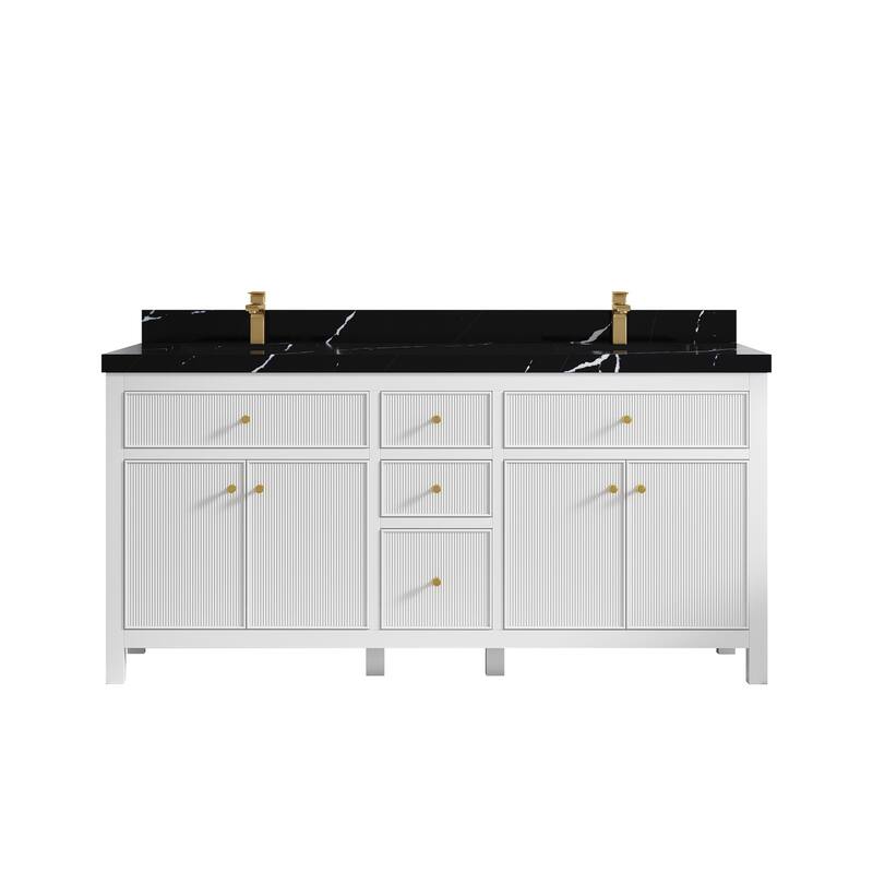 Willow Collections 72 in W x 22 in D Sonoma Free Standing Reeded Double Sink Bathroom Vanity with Countertop