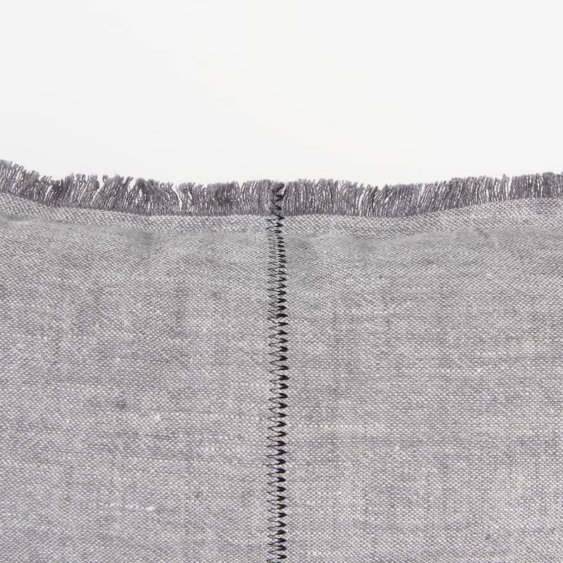 Thais 13L x 21W Light Gray Fabric Fringed Decorative Pillow Cover