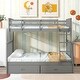 preview thumbnail 1 of 12, Wooden Twin Over Full Bunk Bed with Ladder and Safety Rails, Convertible Design with Underbed Grey