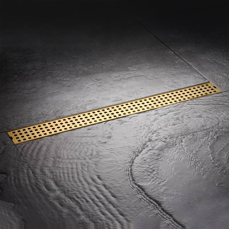 24 in. Stainless Steel Linear Shower Drain with Square Pattern Drain Cover