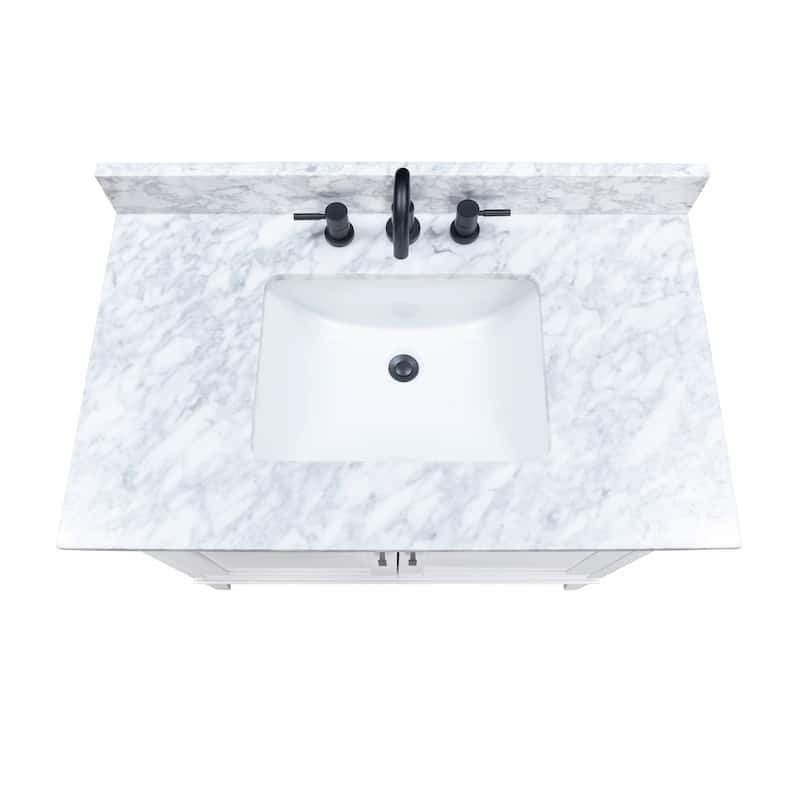Madison 36 in. Single Sink Bathroom Vanity in White with Top - 37"W x 22"D