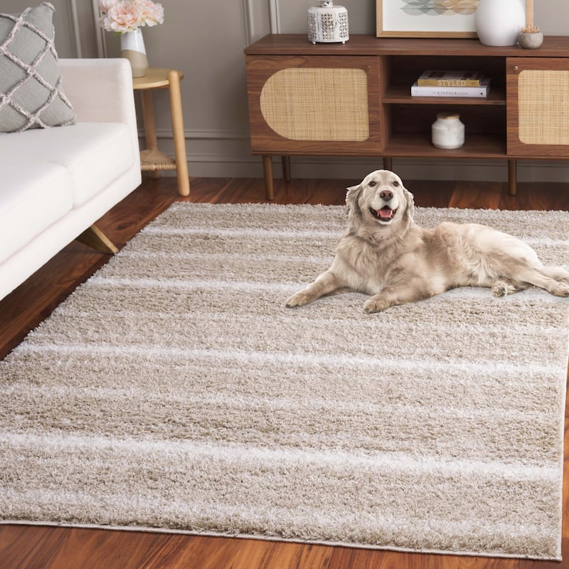 SAFAVIEH Border & Stripe Shag Hammy Modern 1.4-inch Thick - 2'2" x 8' Runner