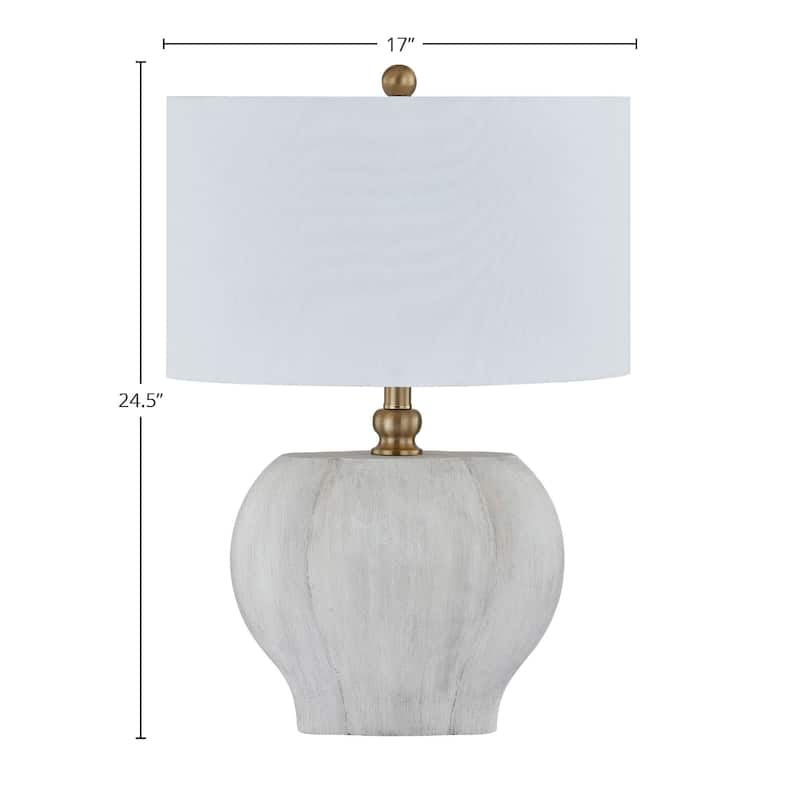 Ramsey 25" Table Lamp with Linen Shade, Off-white/Gray (Set of 2)