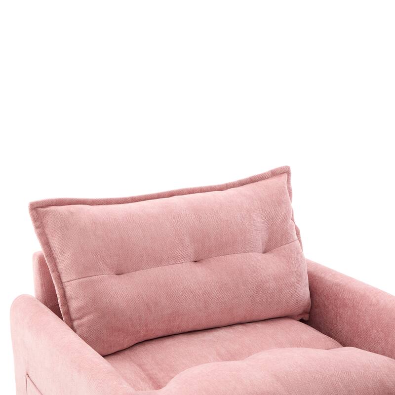 Chenille 360° Swivel Barrel Chair with Memory Foam and Side Pockets