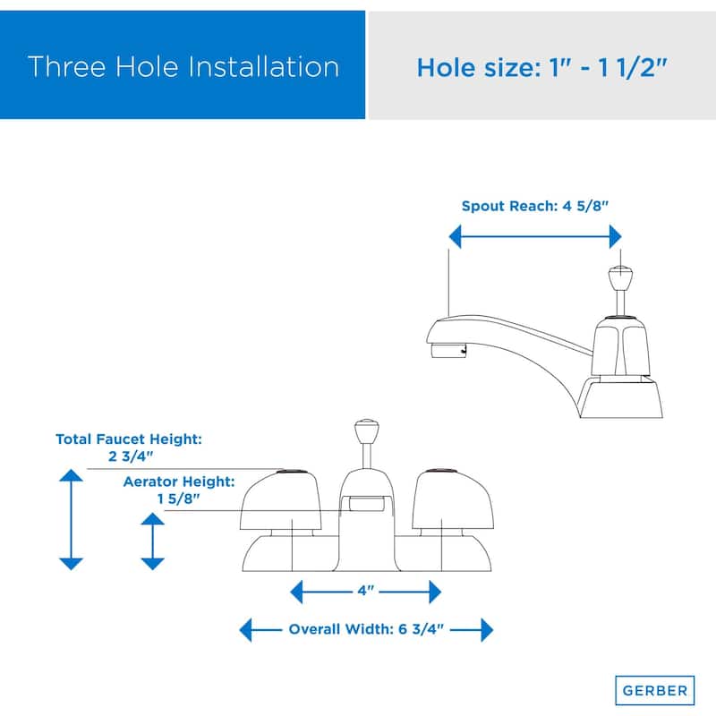 Gerber G0043431 Classics 1.2 GPM Centerset Bathroom Faucet with Pop-Up