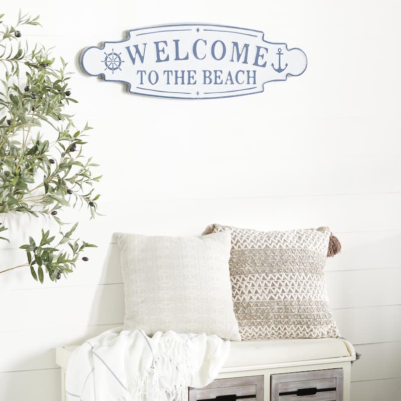 Metal Sign Welcome to the Beach Home Wall Decor - Blue - Roche River Decor