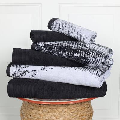 Superior 100% Cotton Quick-Drying Solid and Marble Towel (Set of 6)