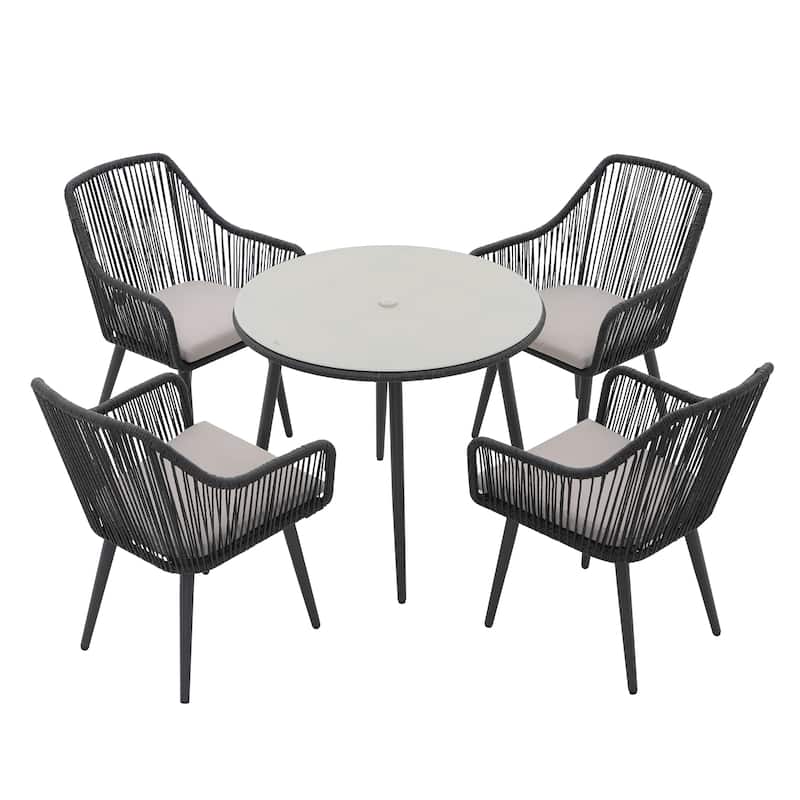 5-Piece Outdoor Patio Wicker Dining Set